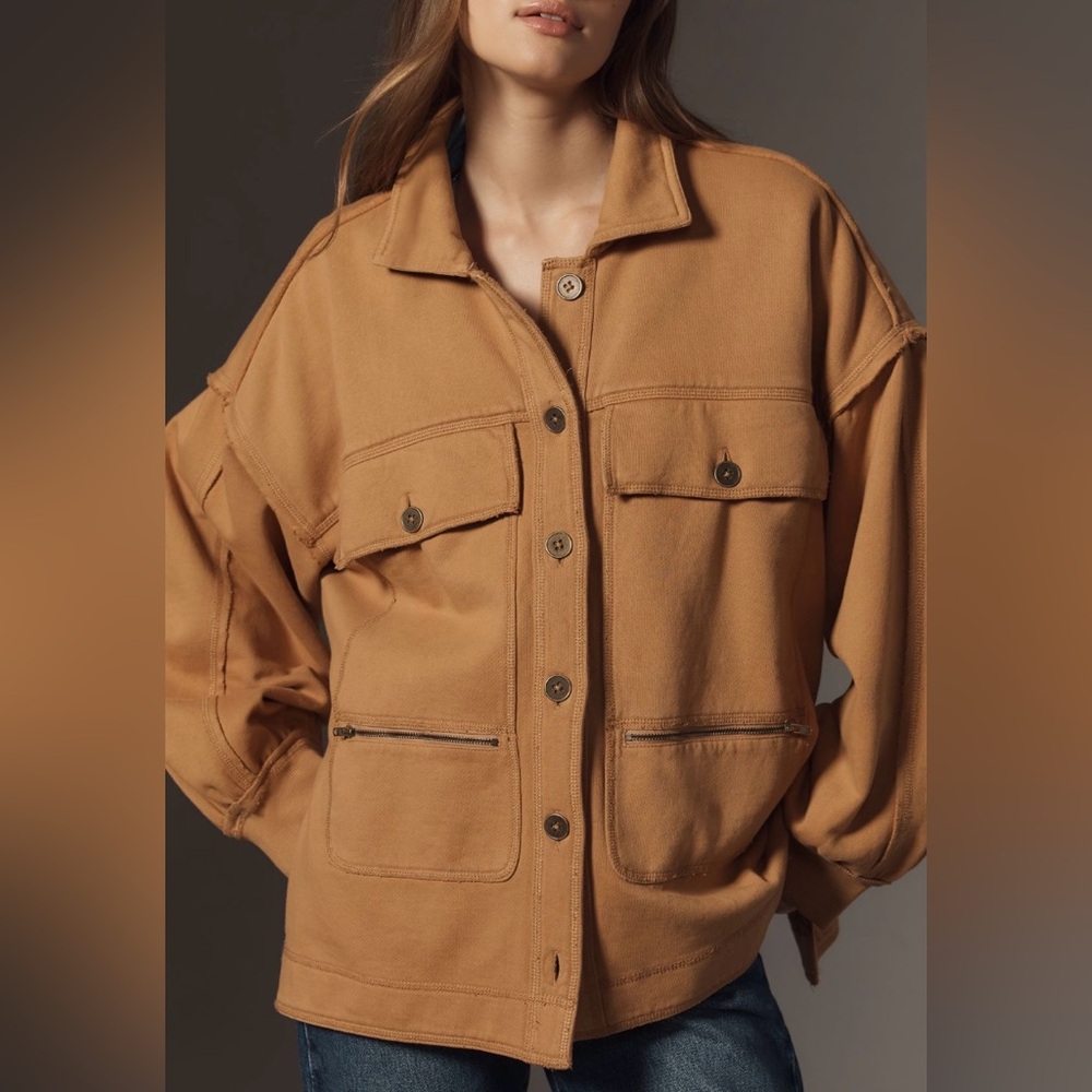Anthropologie Pilcro Cotton Honey Microfleece Button-Front Jacket XL NWT